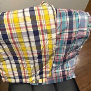 2 Colorful Plaid Cotton Shorts Duo - Yellow & Blue Plaids. Hardly used.